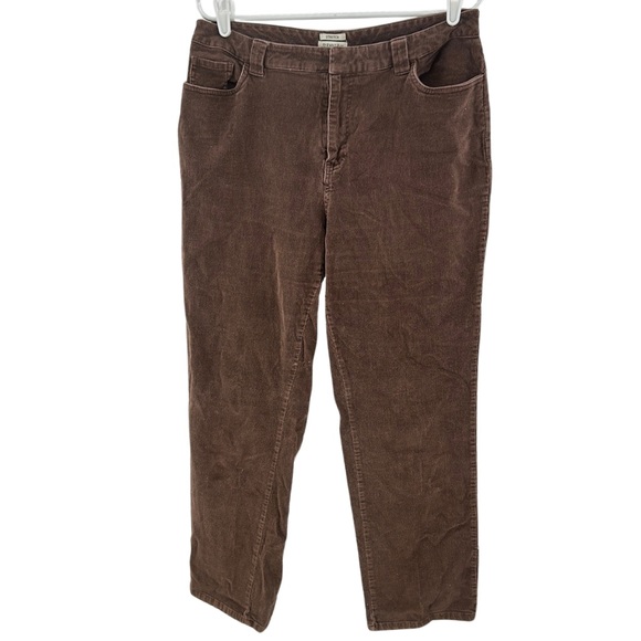 St. John's Bay Brown corduroy Straight Leg Pants no back pockets 14 casual - Picture 1 of 10